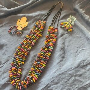 Multicolor Beaded Necklace and Bracelet Set